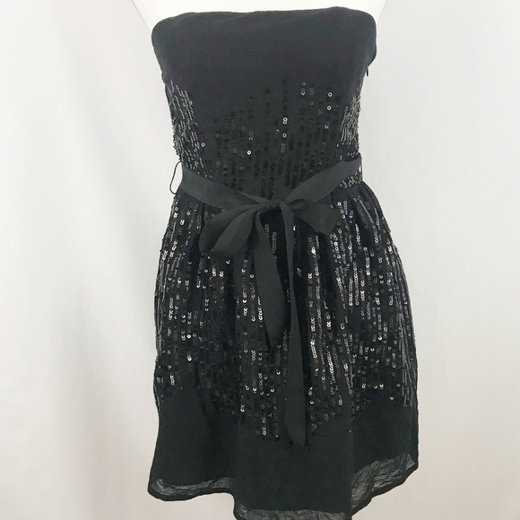 XXI Forever 21 Black Strapless Sequin Dress - Picture 1 of 7